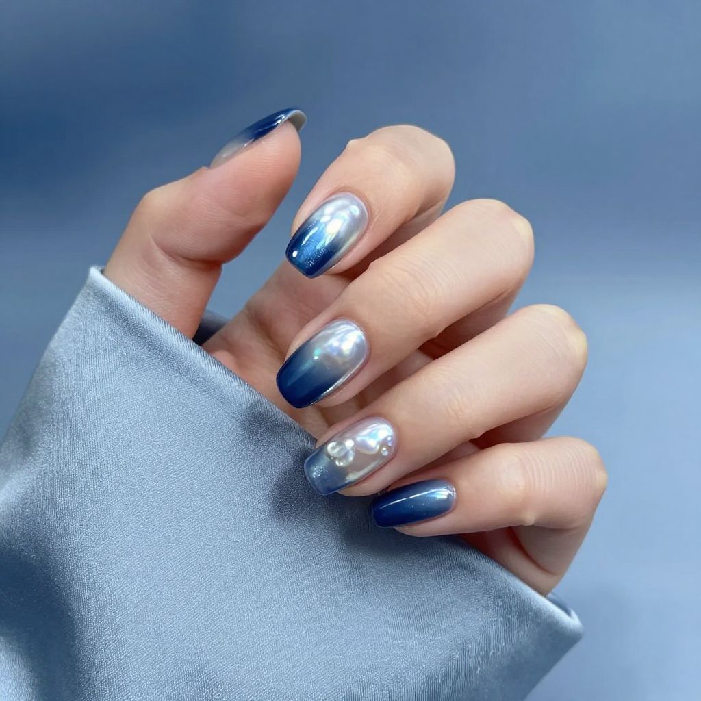 Dark Blue Nail Design 8