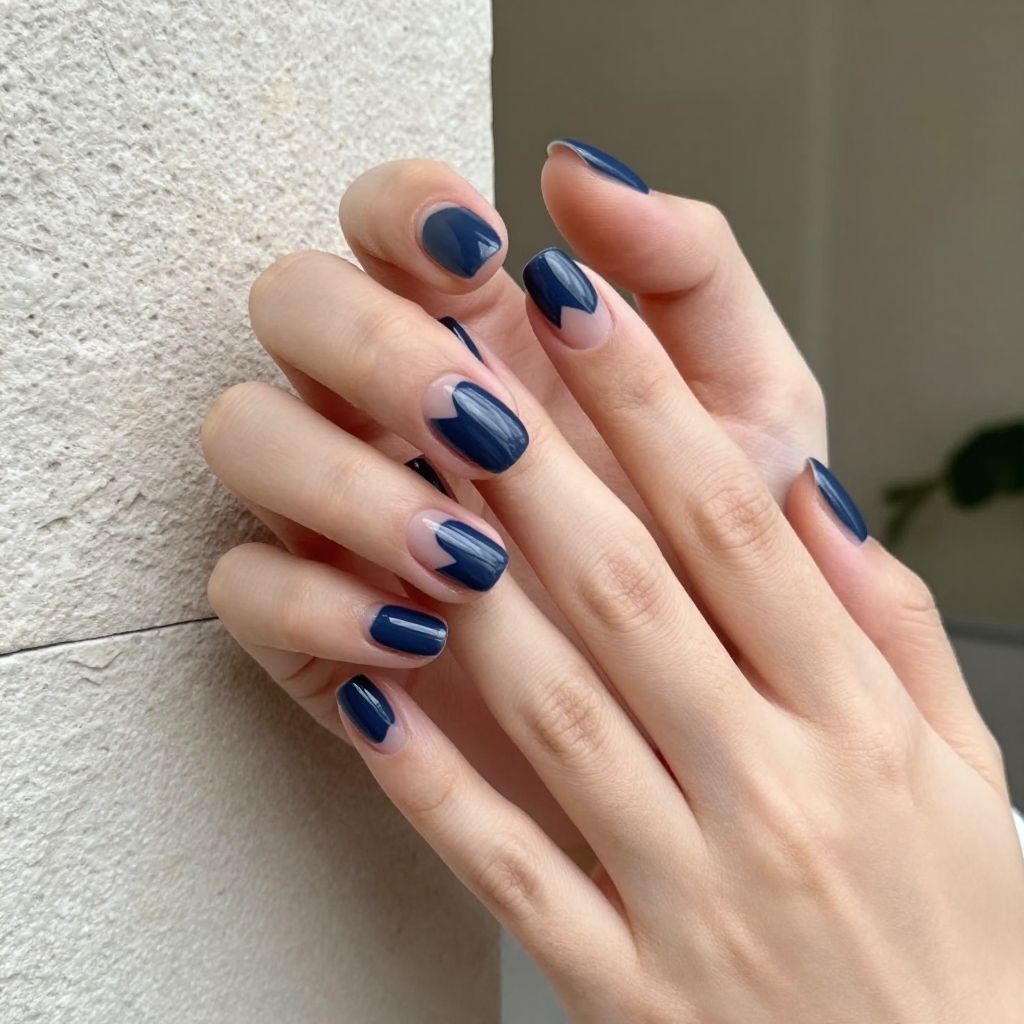 Dark Blue Nail Design 7