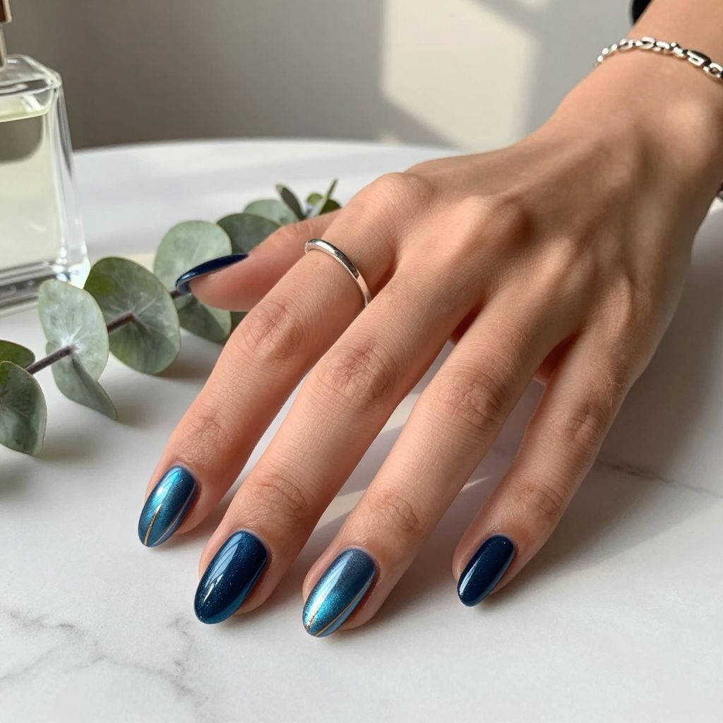 Dark Blue Chrome Almonds