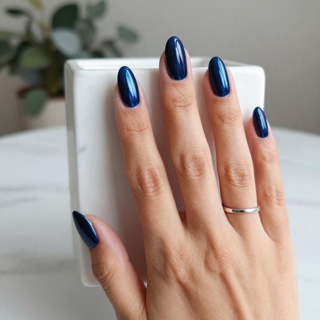 Midnight Blue Chrome Nails