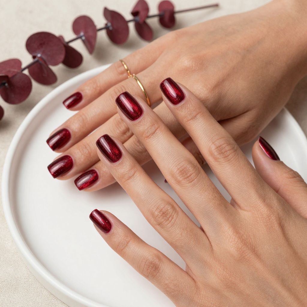 Dark Red Velvet Square Nails