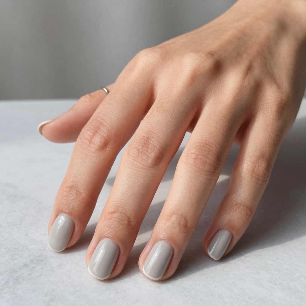 Smoky Gray Minimalist Nails