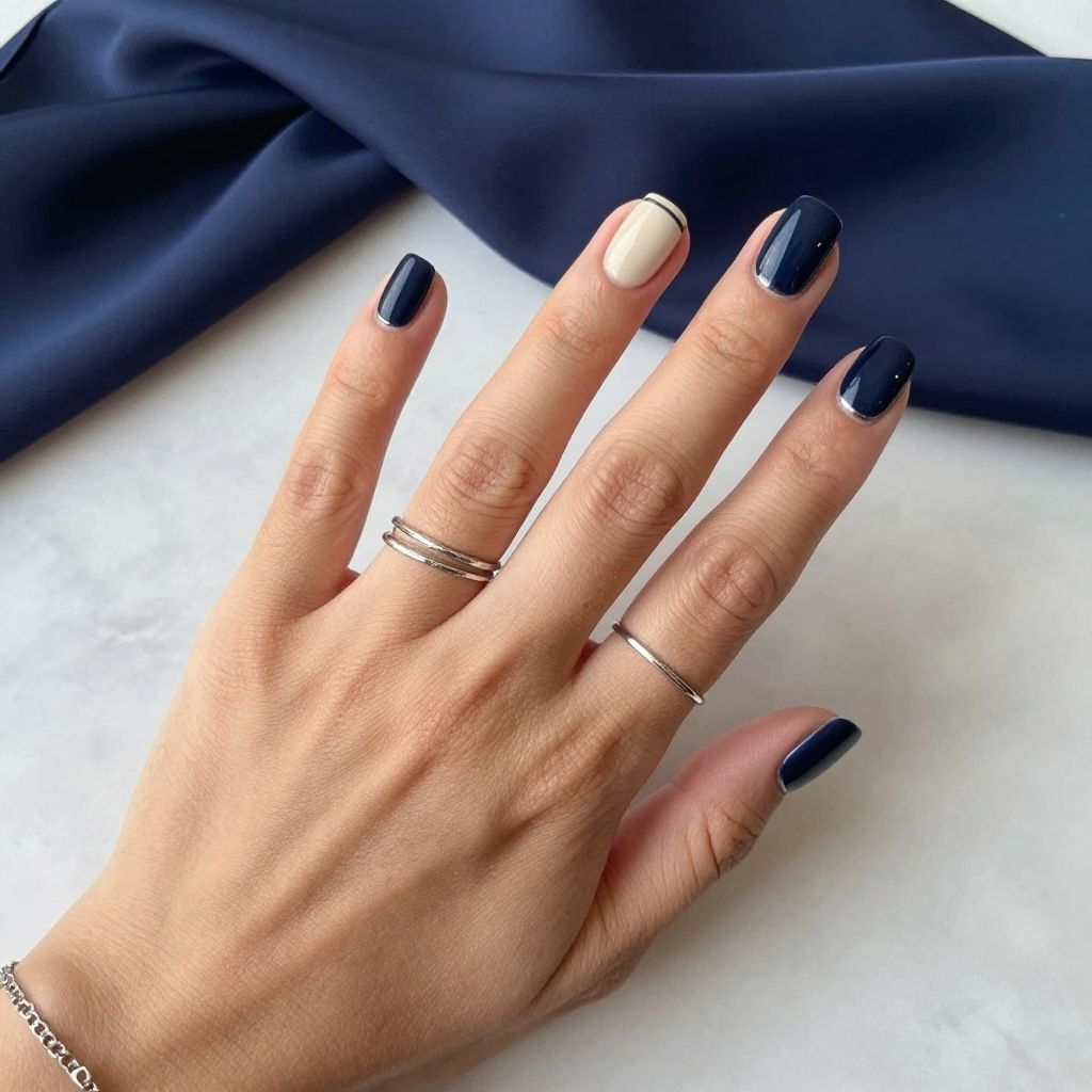 Midnight Navy Square Nails