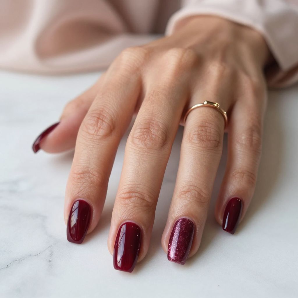 Burgundy Coffin Nails