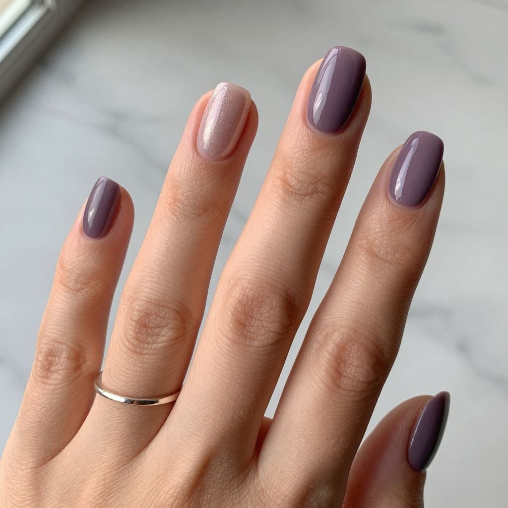 Smoky Plum Oval Nails