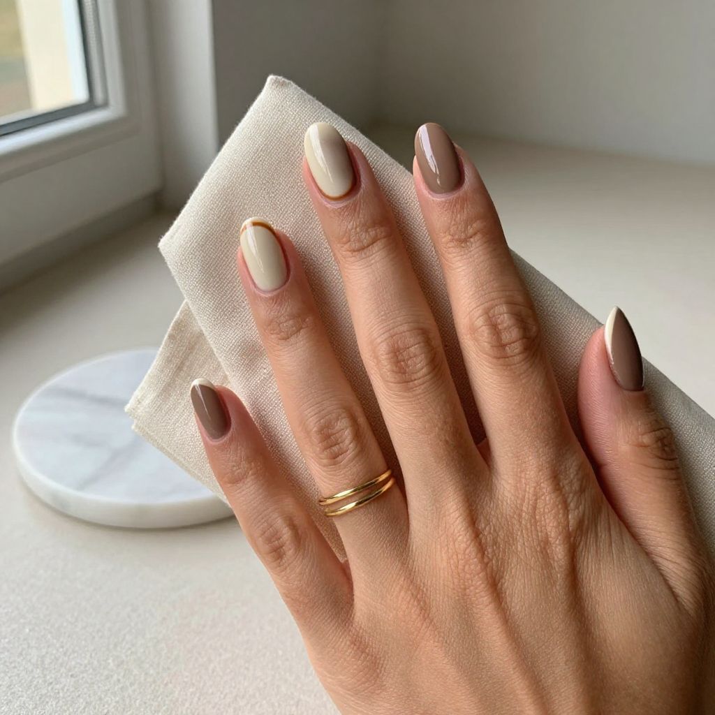 Chocolate Brown Squoval Nails