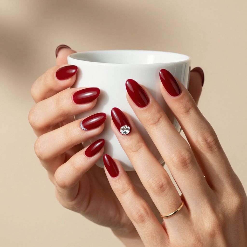 Classic cabernet gloss dark red nails