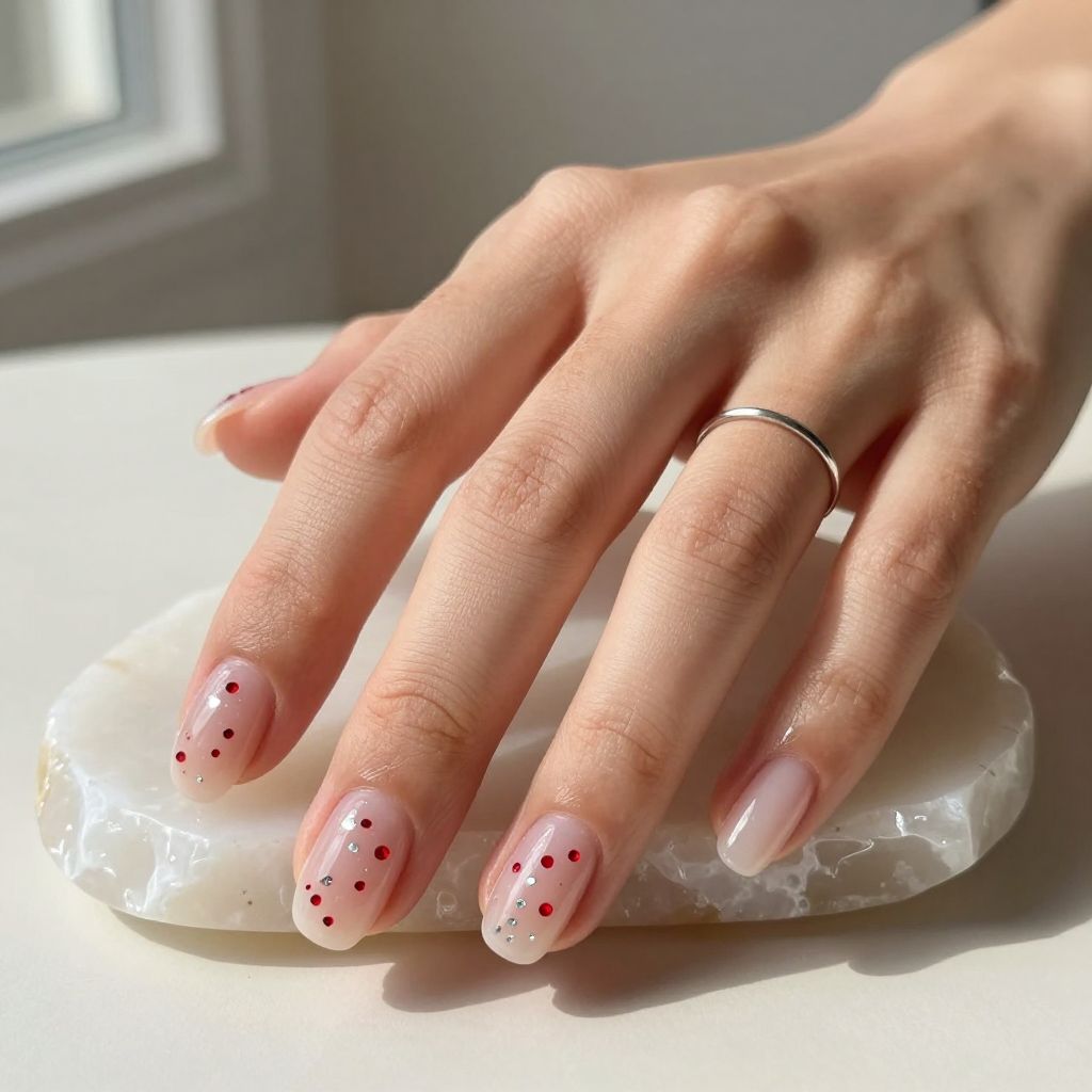 Ruby quartz encapsulated stones dark red nails