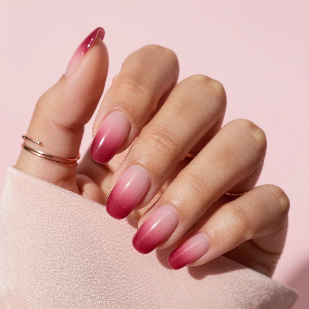 Cranberry French fade dark red nails