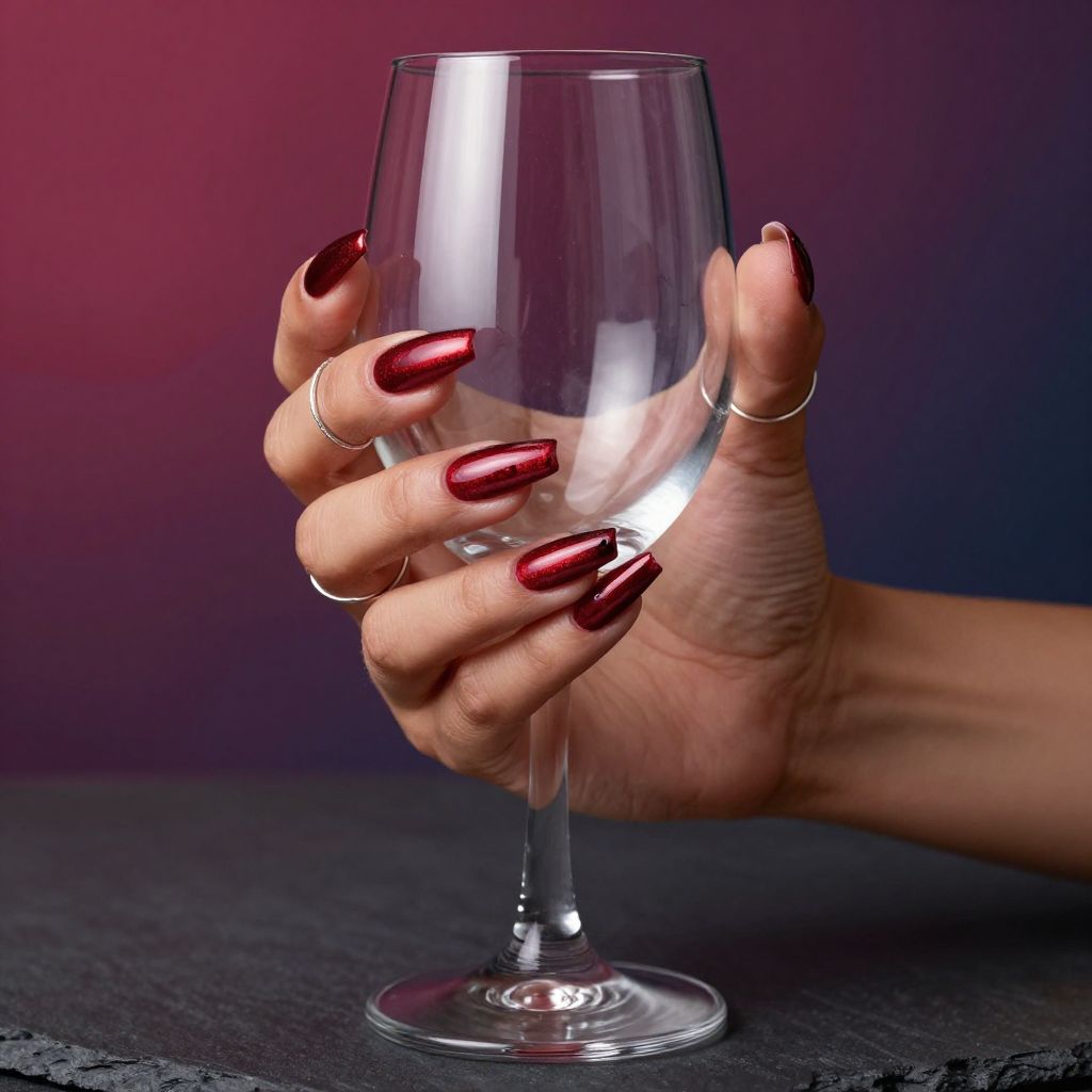 Cranberry chrome pop dark red nails