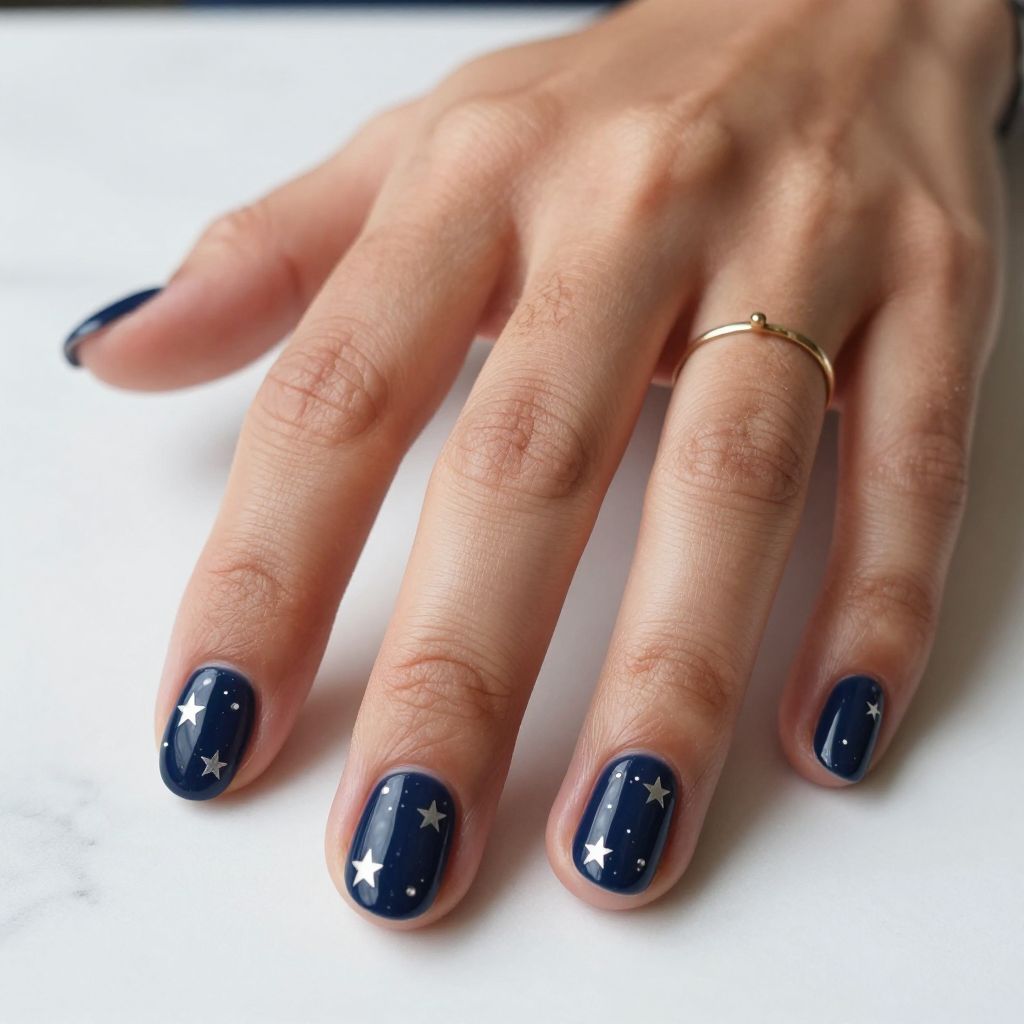 Midnight Navy with Silver Stars
