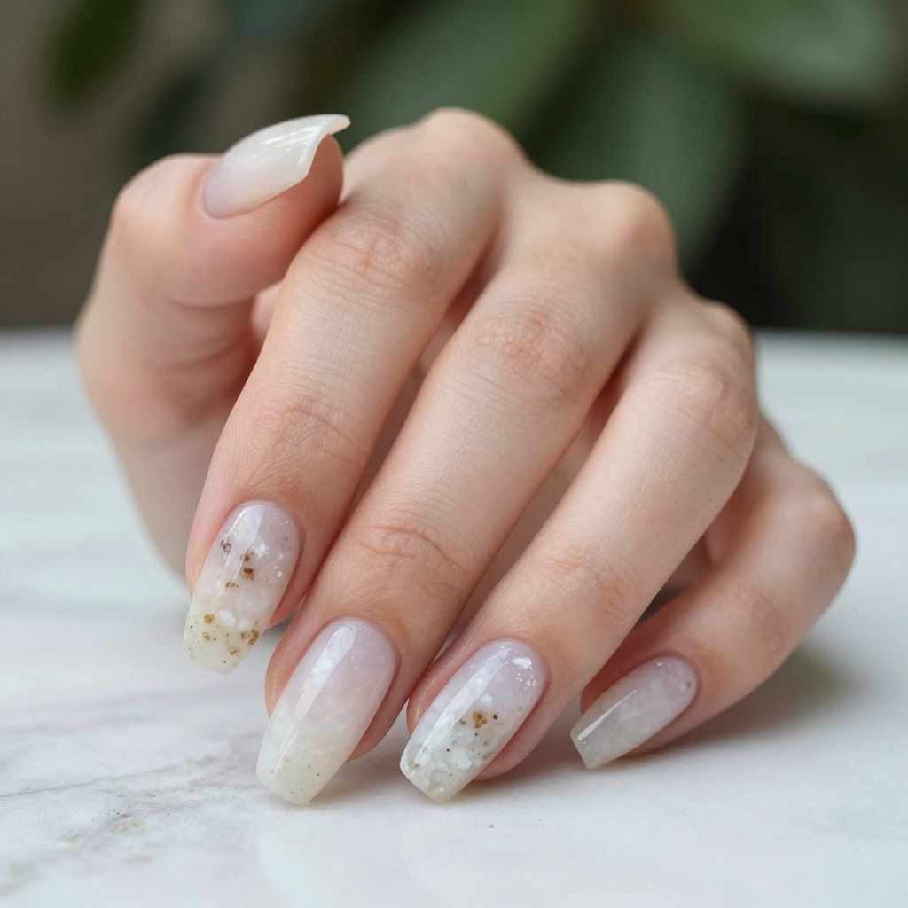 Dip Nail Designs Milky Quartz Coffin Nails