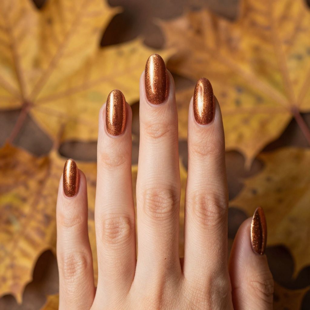 Dip Nail Designs Copper Shimmer Coffin Nails