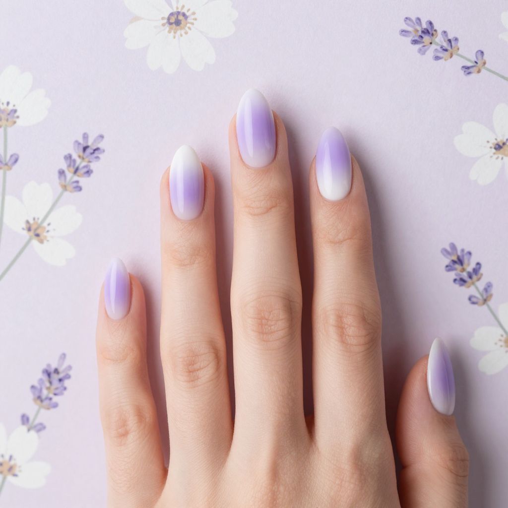 Dip Nail Designs Lavender Ombre to White Tips