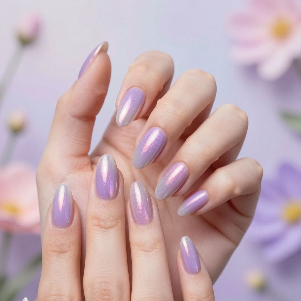 Dip Nail Designs Lavender With Iridescent Finish