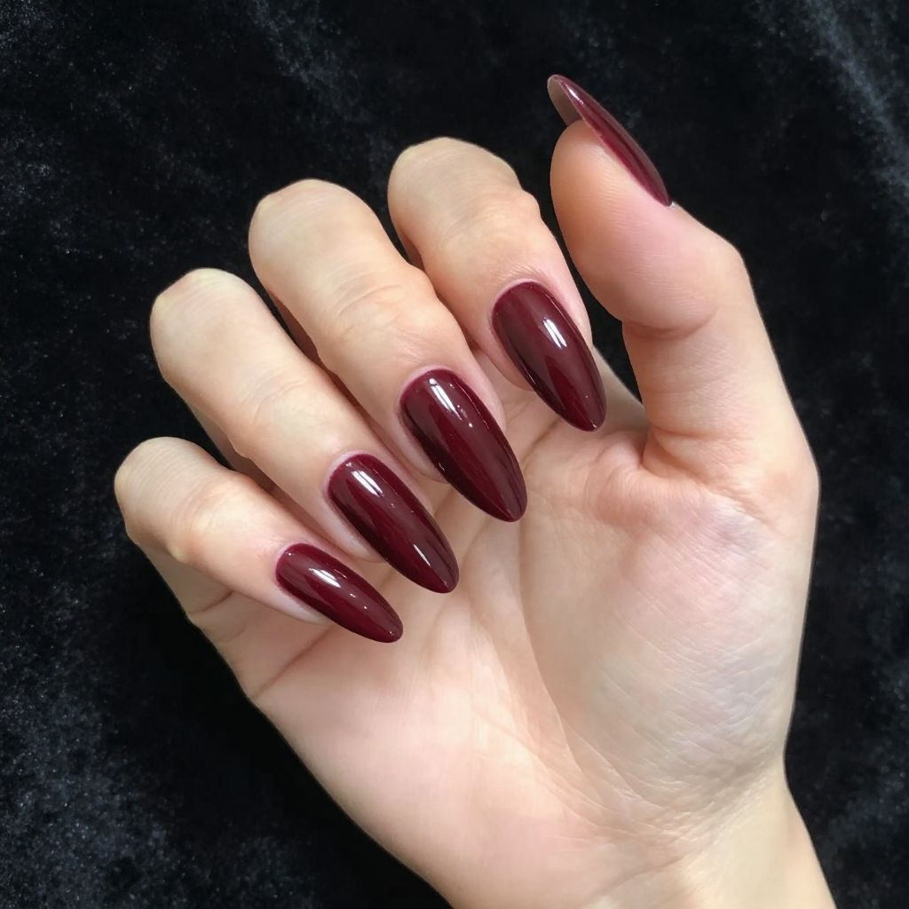 Dip Nail Designs Deep Burgundy Stiletto Nails