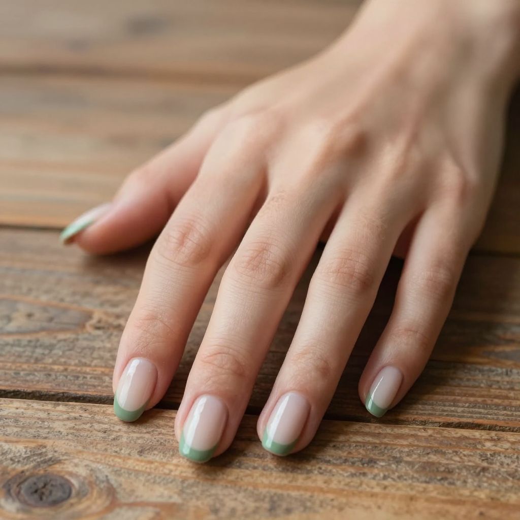 Dip Nail Designs Sage Green French Tips