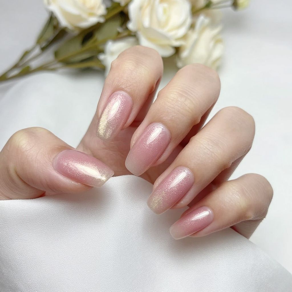 Dip Nail Designs Blush Pink With Champagne Dust