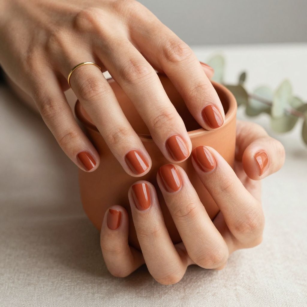 Terracotta half moon dip nails