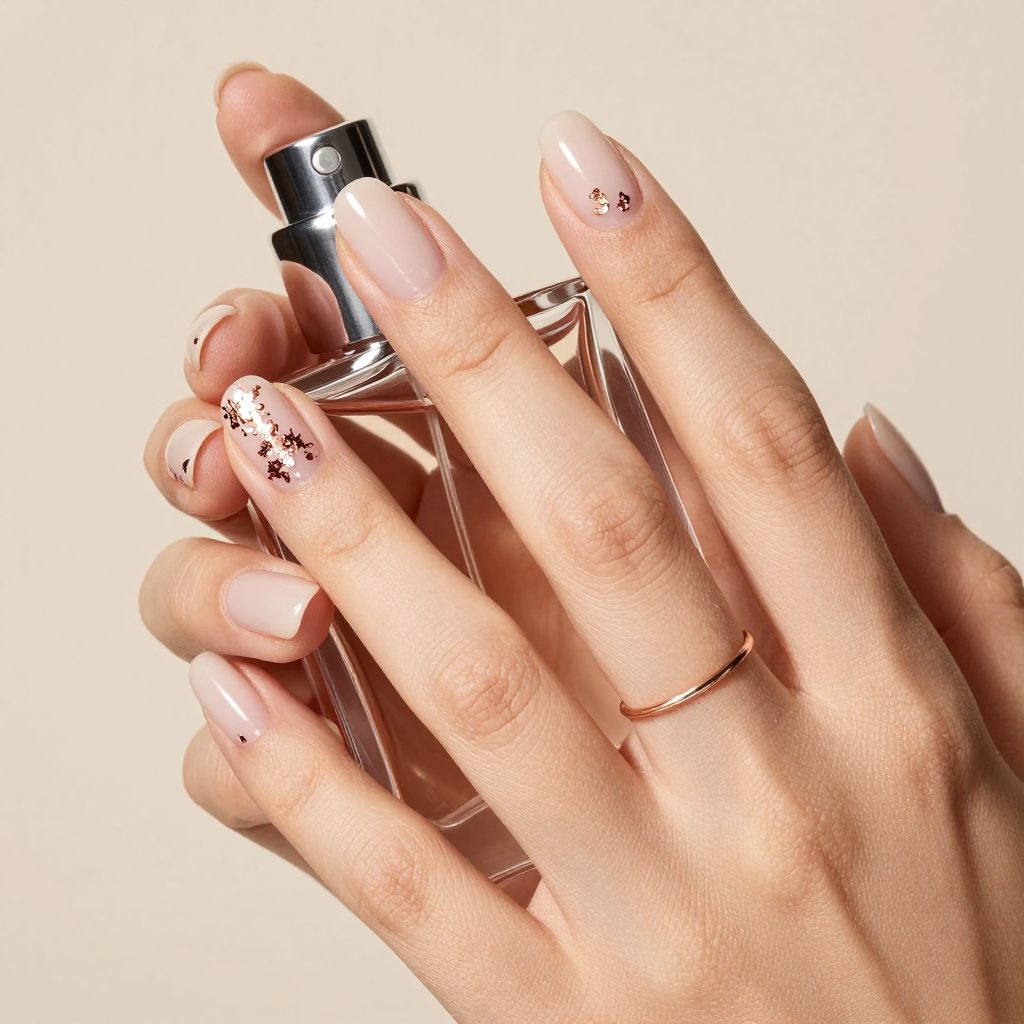 Rose gold foil dip nails