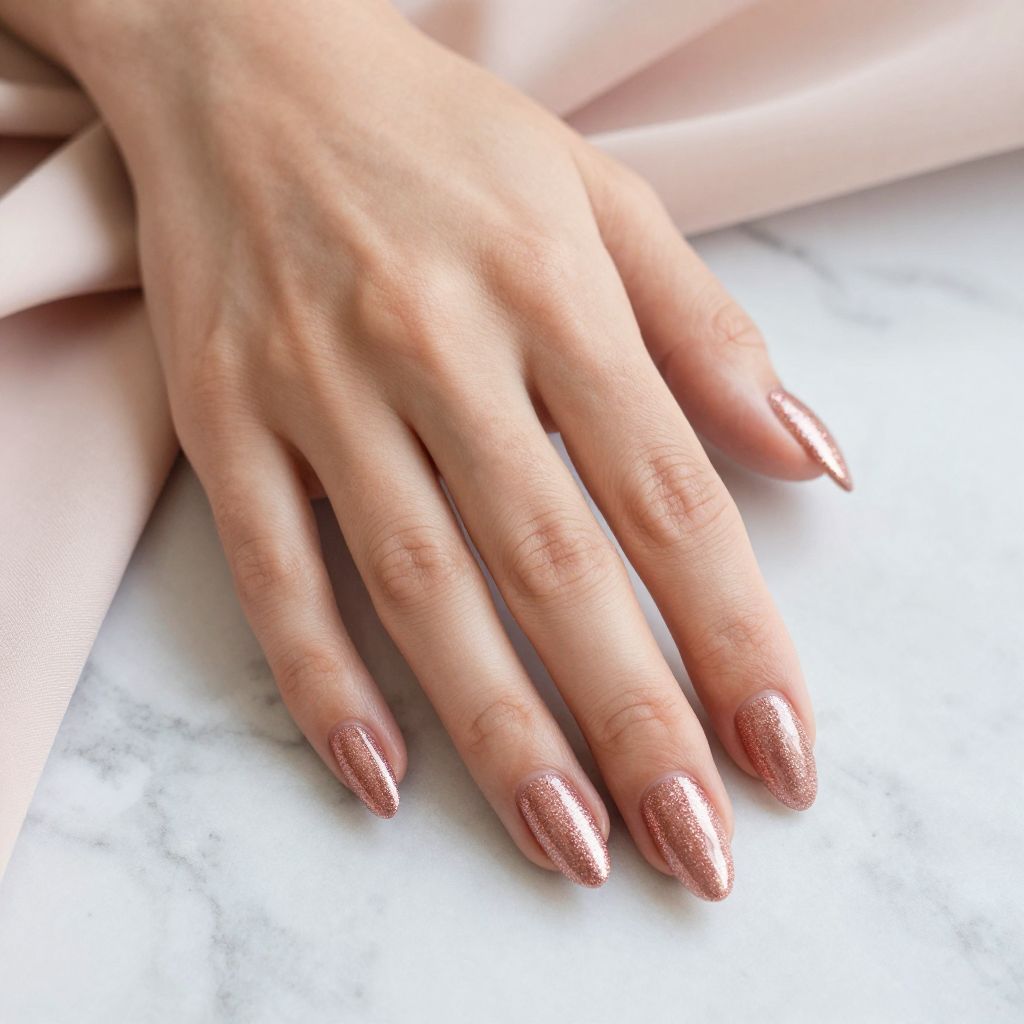 Dip Powder Nail Designs Rose Gold Glitter Fade