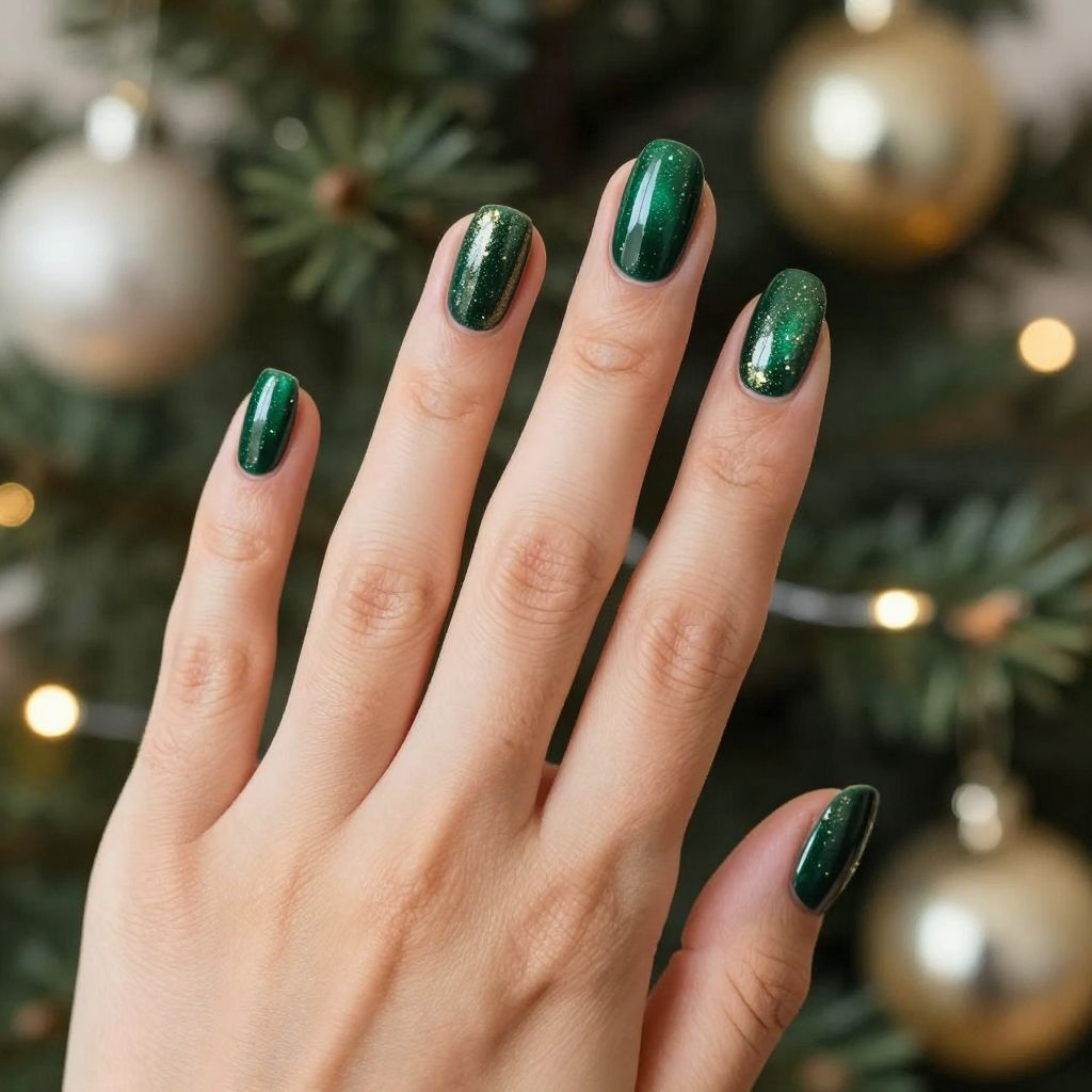 Dip Powder Nail Designs Emerald Green Sparkle