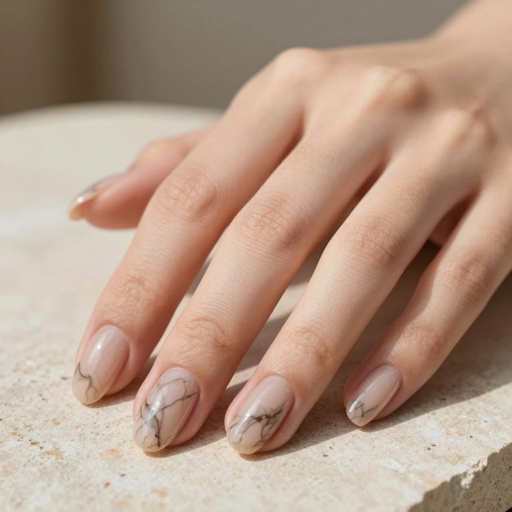 Dip Powder Nail Designs Nude Marble Effect