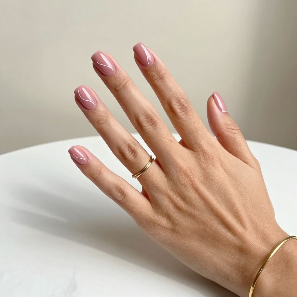 Dusty Rose with Minimal Line Art