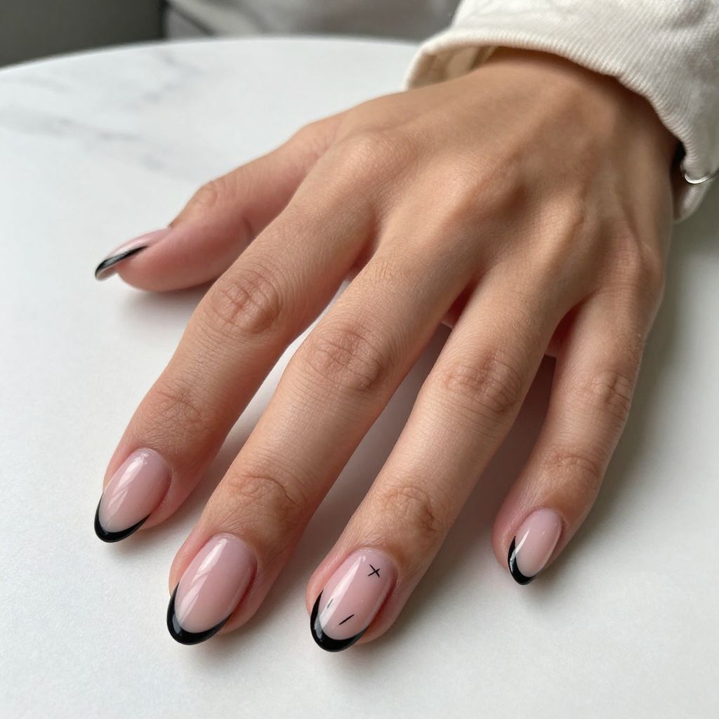 Black Outlined Duck Nails
