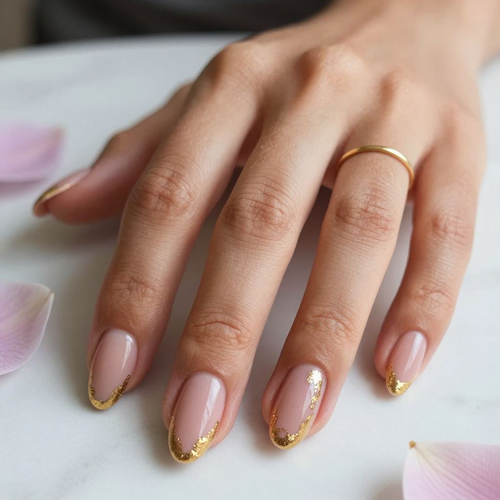 Soft Pink with Gold Leaf Accents