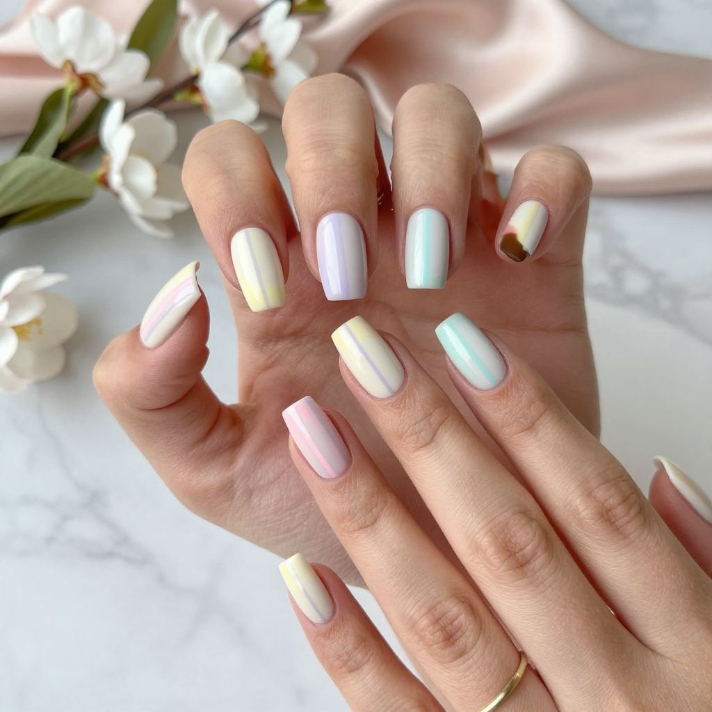 Striped Easter Nails