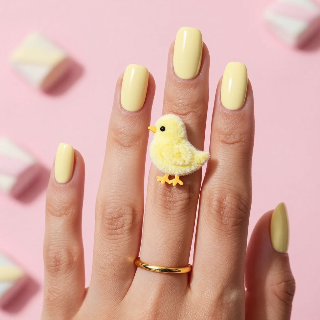 Velvet flocked Peeps Easter nails