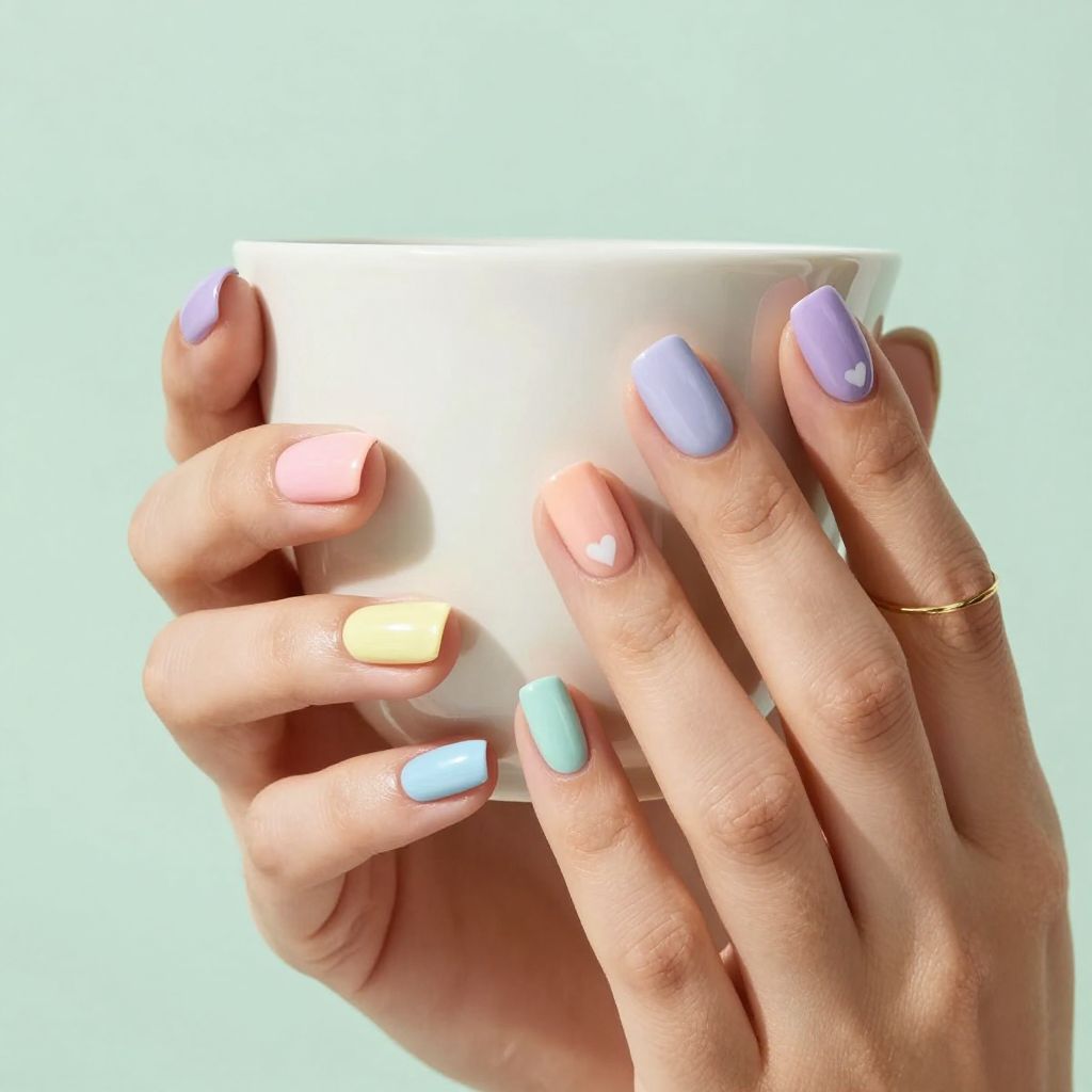 Pastel skittle mix Easter nails