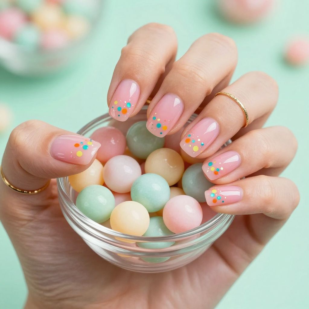 Jelly bean micro glitter Easter nails