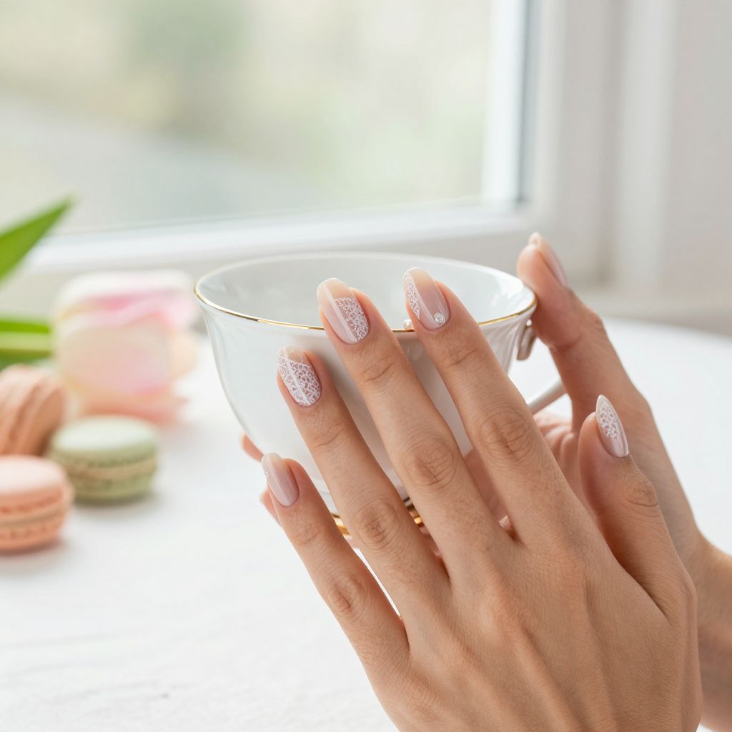 Dainty lace sticker Easter nails