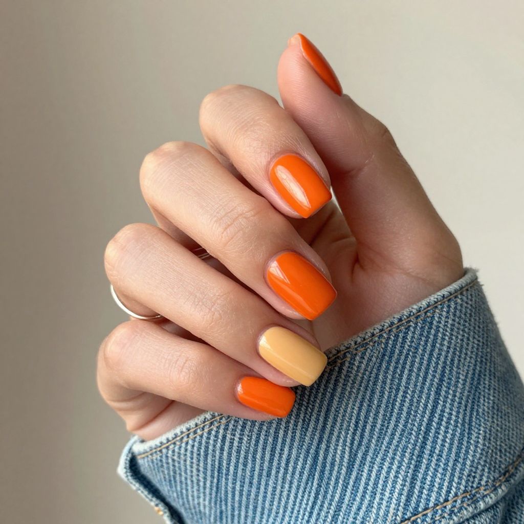 Carrot orange minimal Easter nails