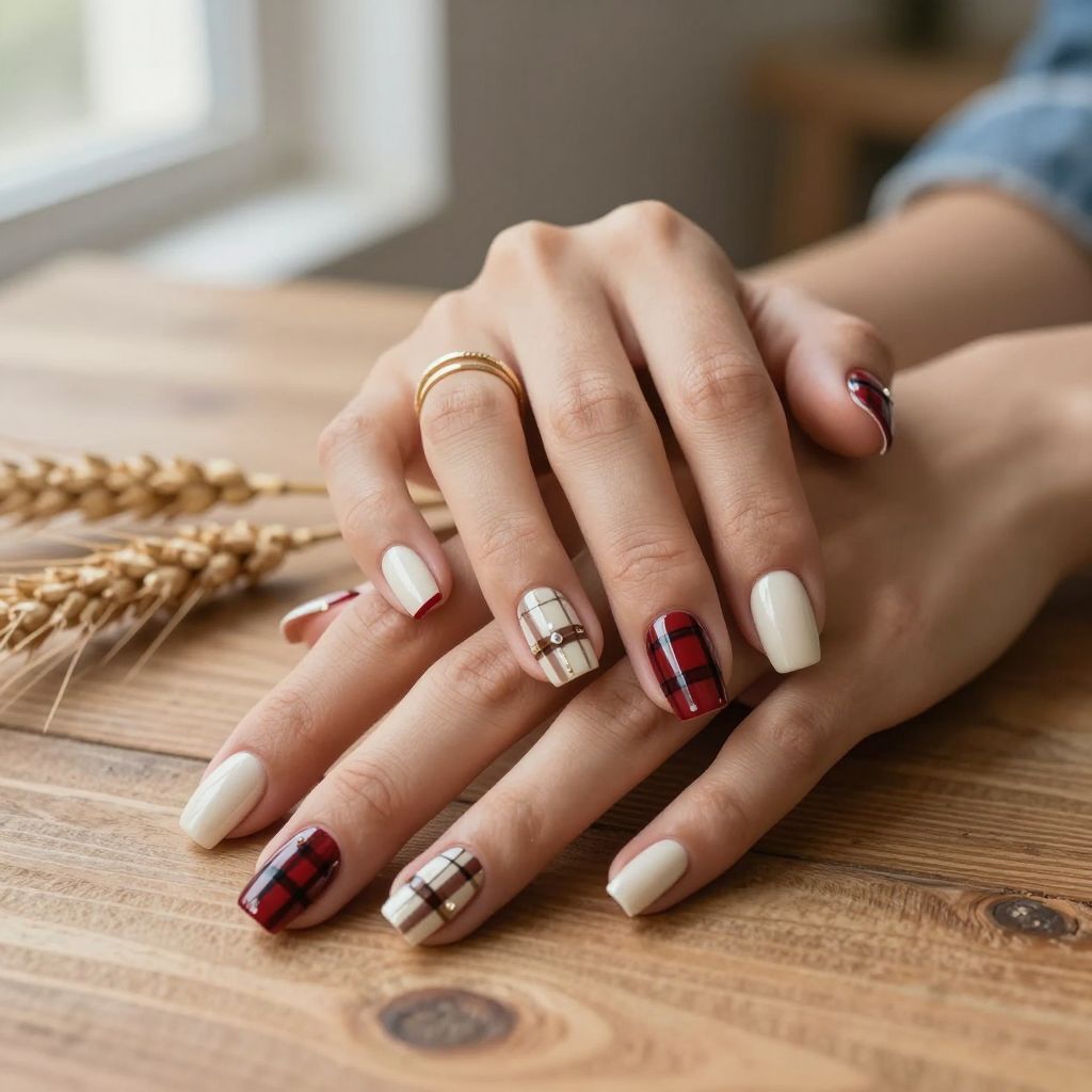 Plaid with Pearl Accents