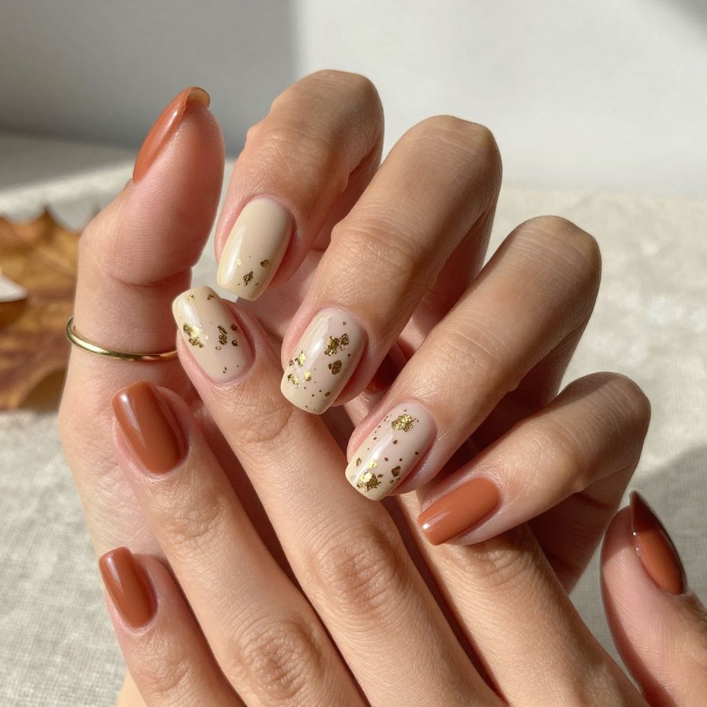 Warm Terracotta Base with Gold Leaf Accents