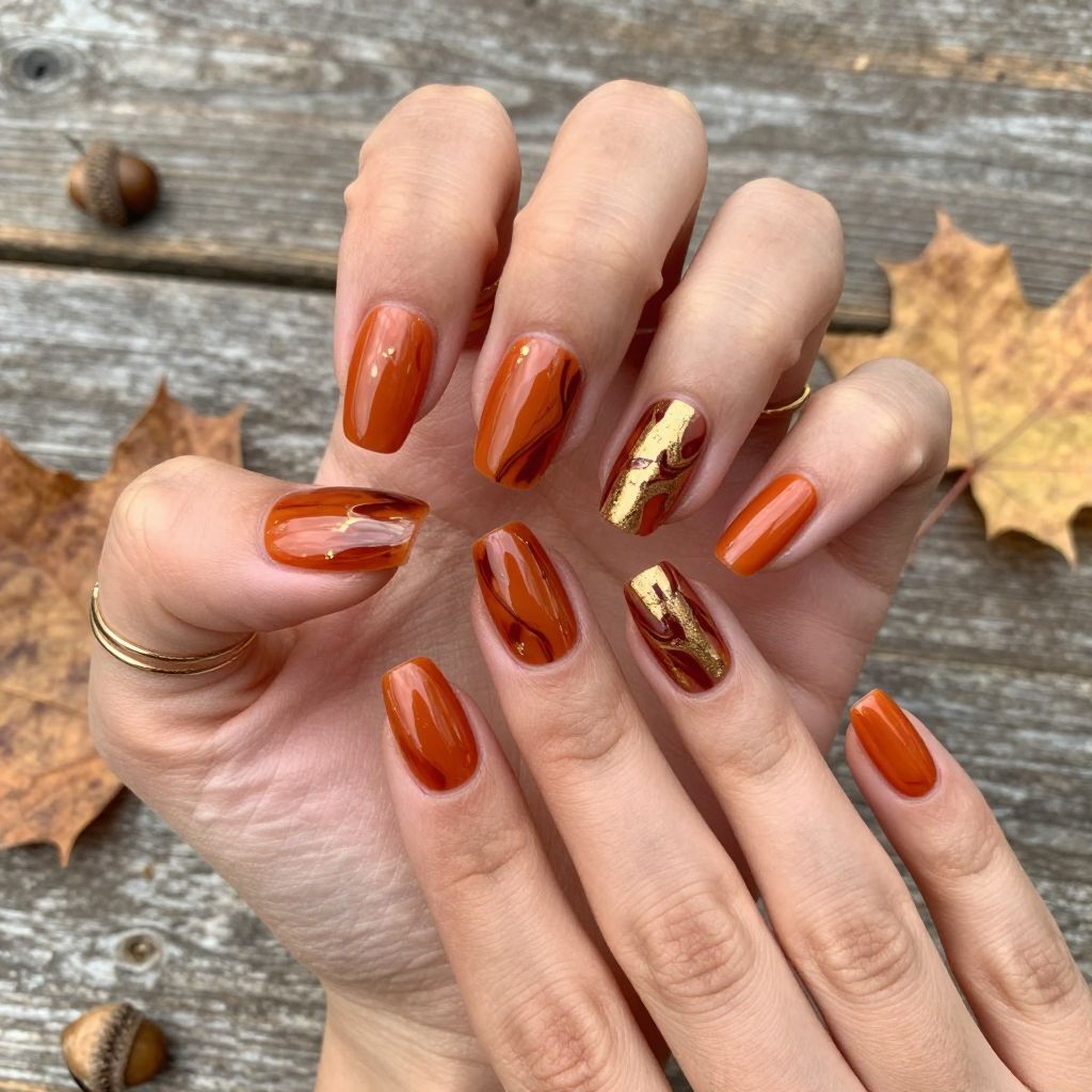 Rust Orange with Marbled Effect