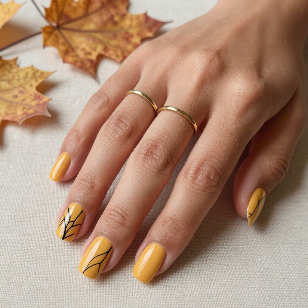 Mustard Yellow with Black Line Details