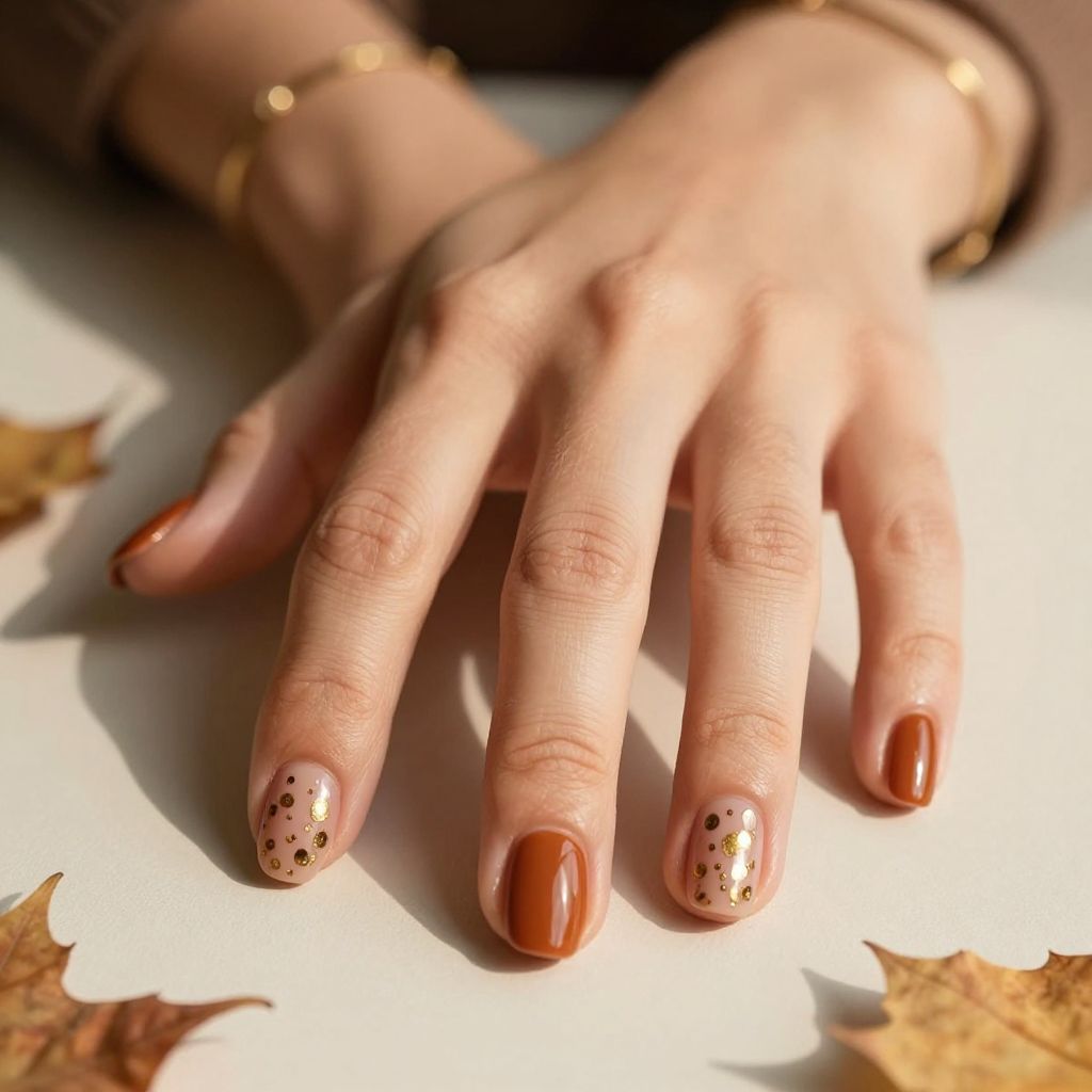 Burnt Sienna Base with Gold Dots Pattern