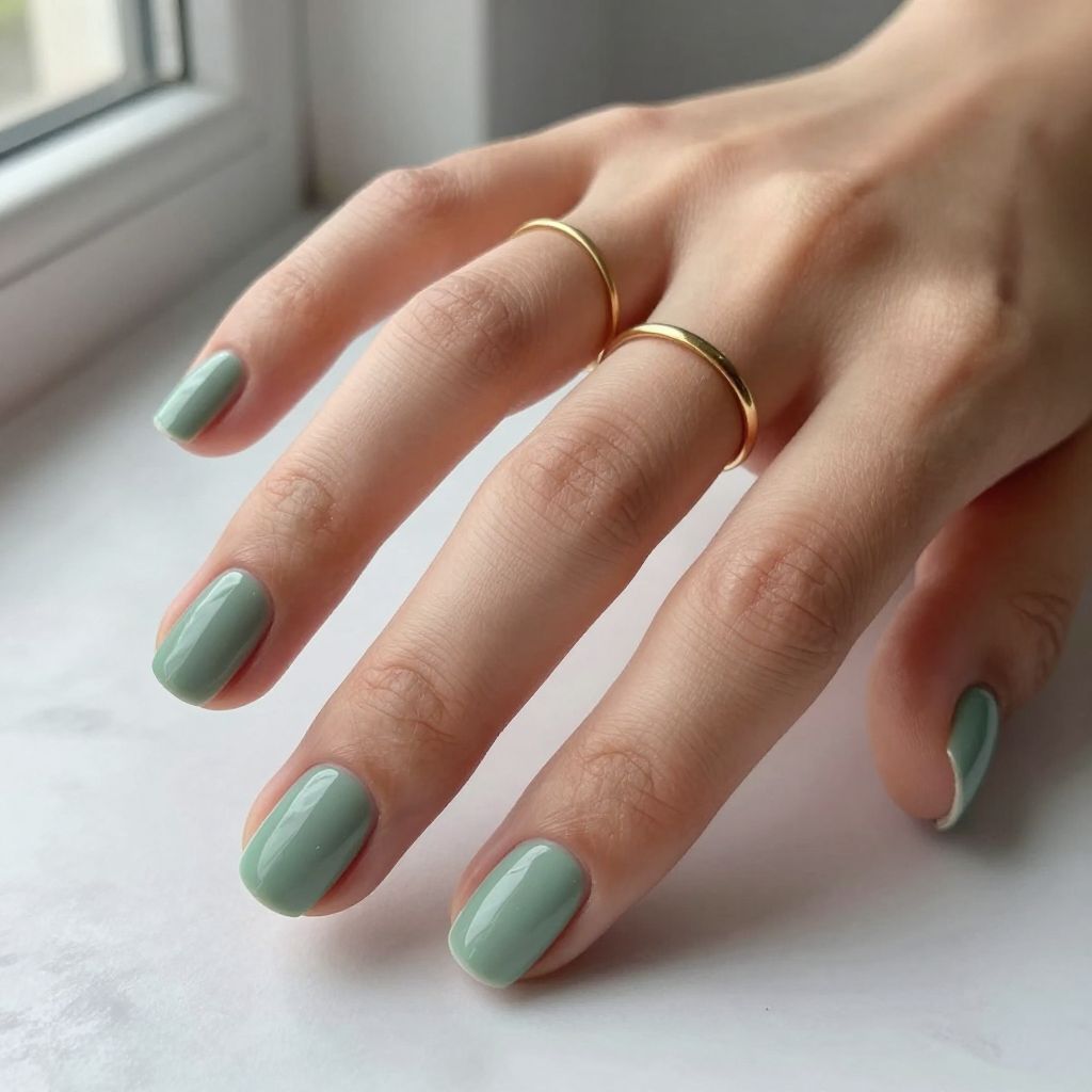 Sage Green Minimalist Nails