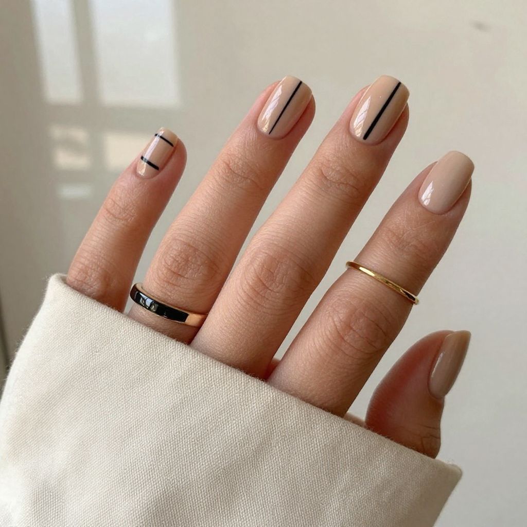 Nude with Thin Black Stripes