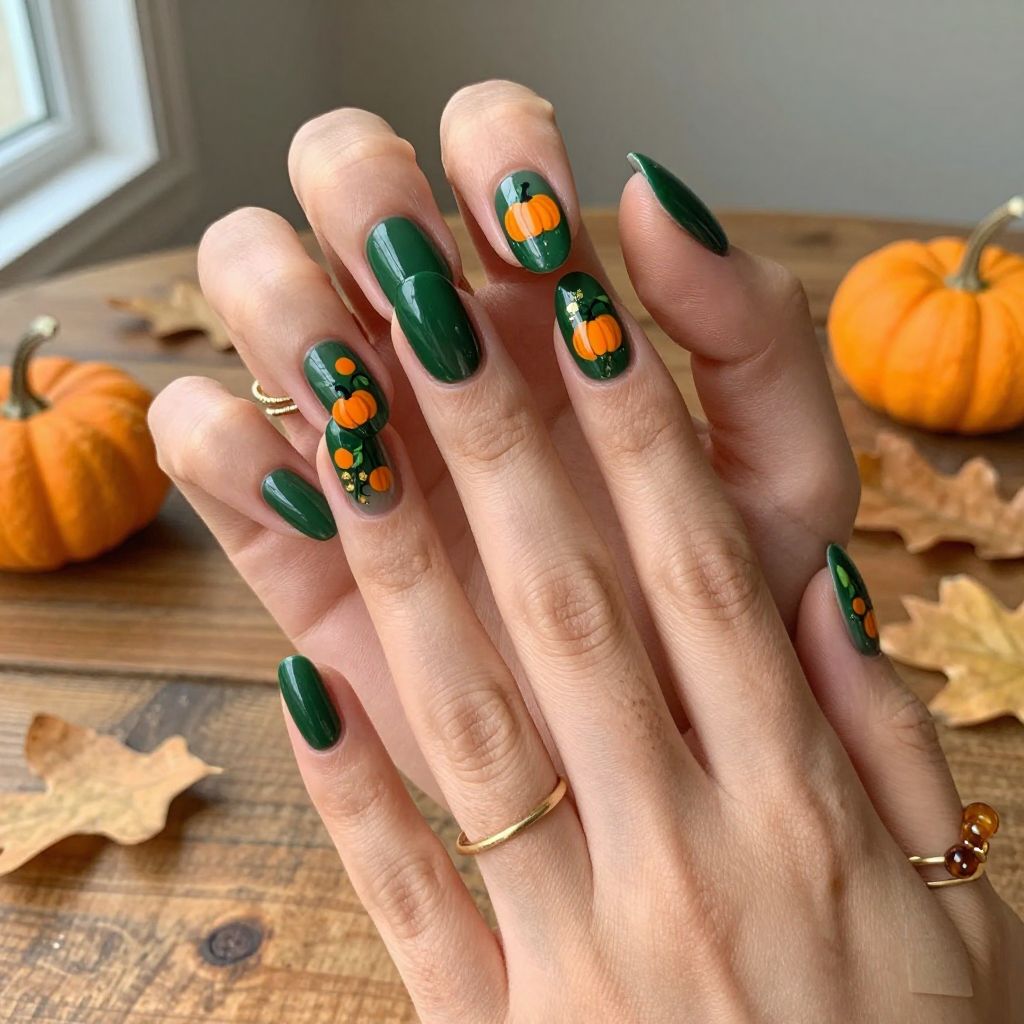 Glowing Pumpkin Patch Nails