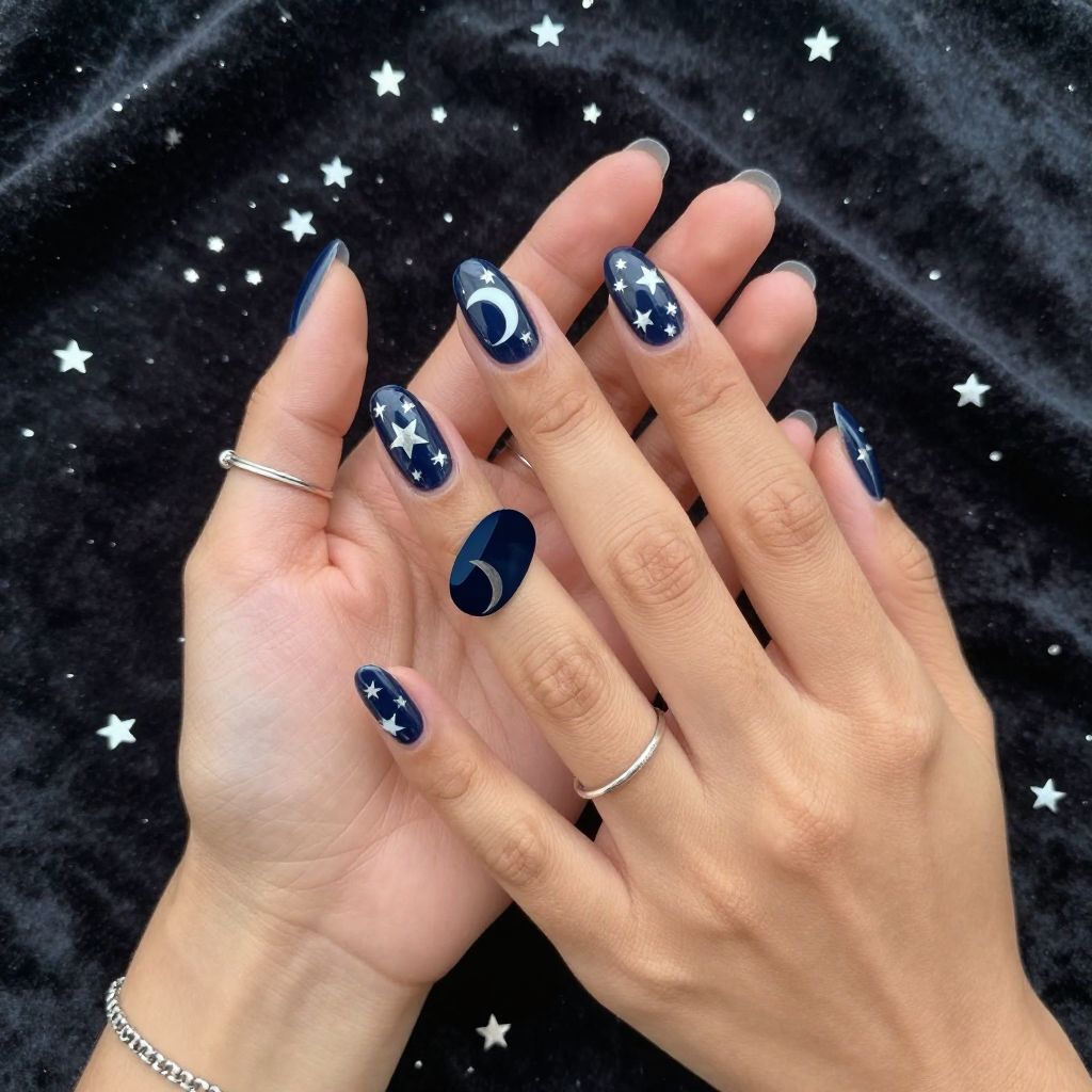 Moon and Stars Mystical Nails
