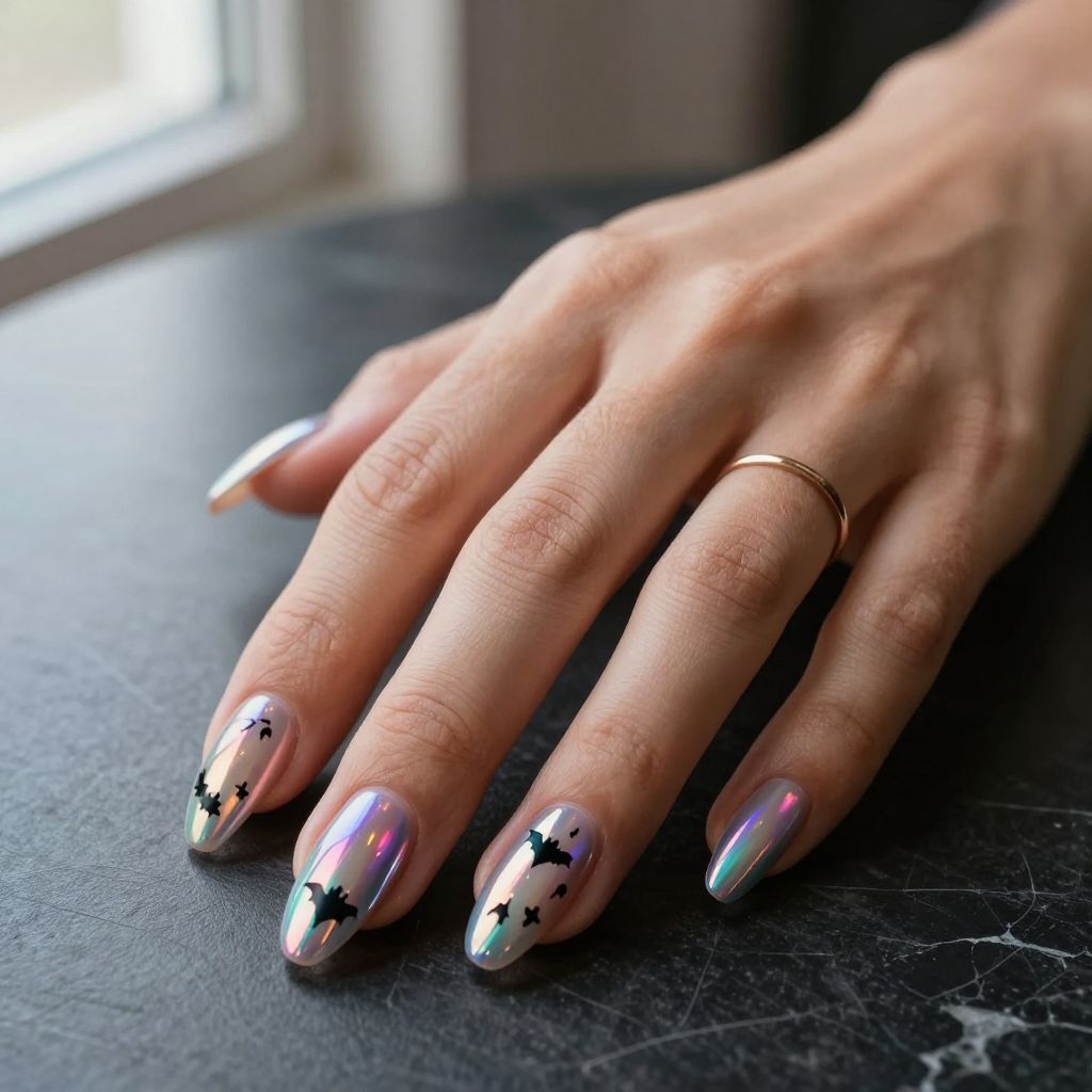 Holographic Haunted Mirror Nails