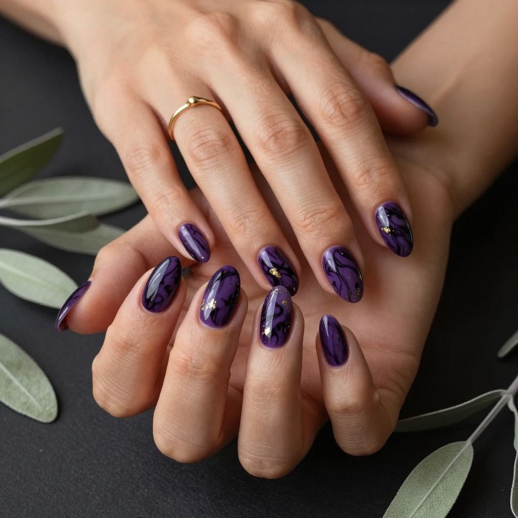 Witchy Purple and Black Marble