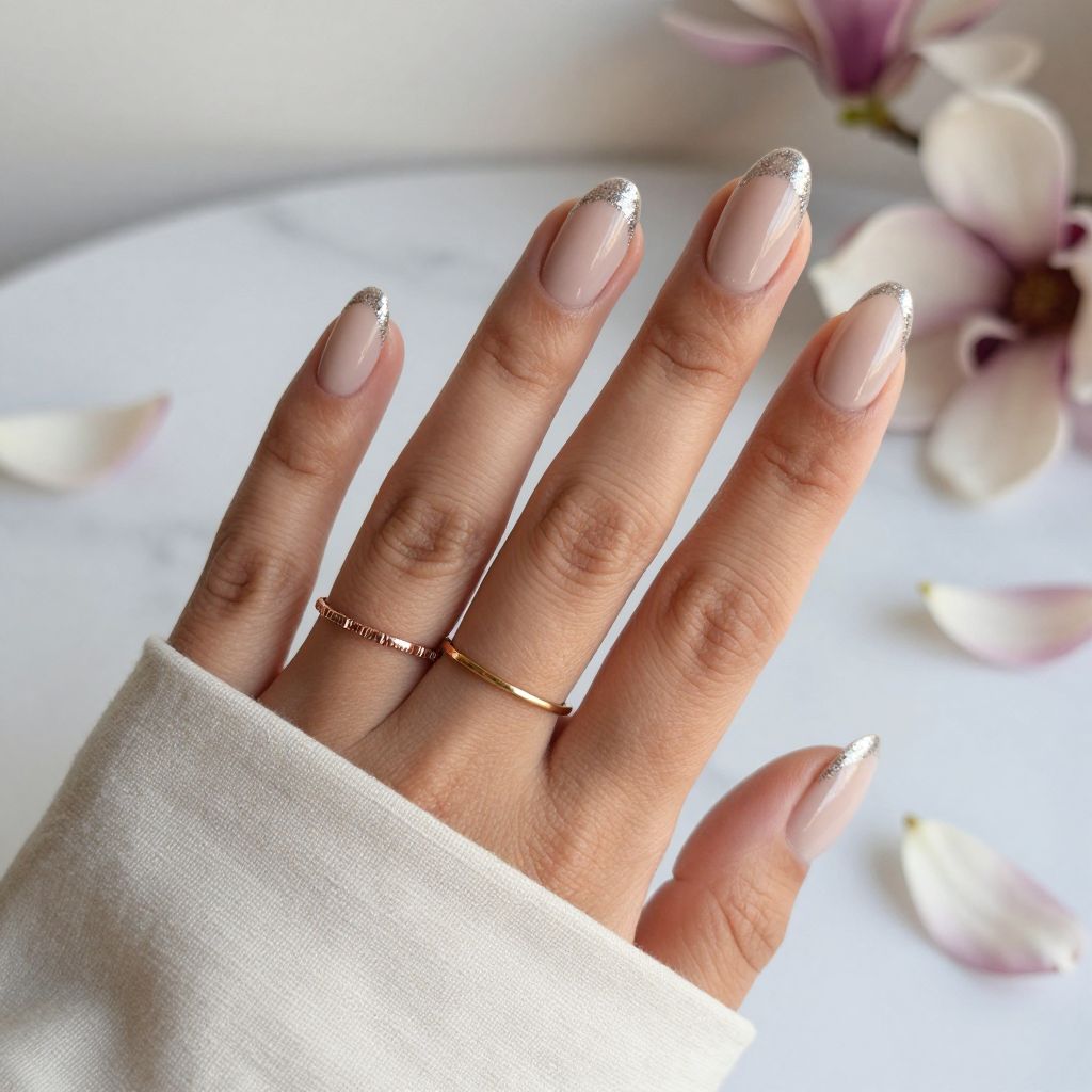 Nude Base with Micro Glitter Tips