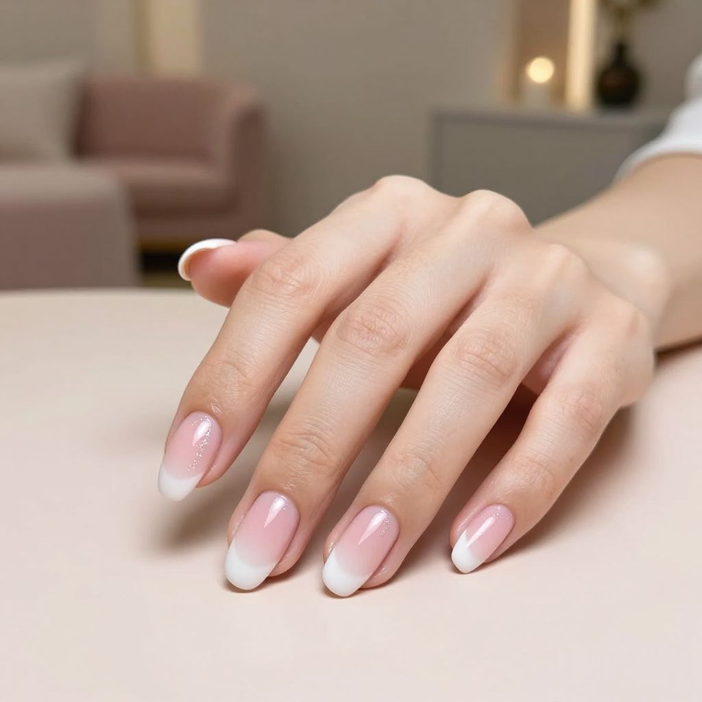 Soft Pink and White Ombre nail idea 1