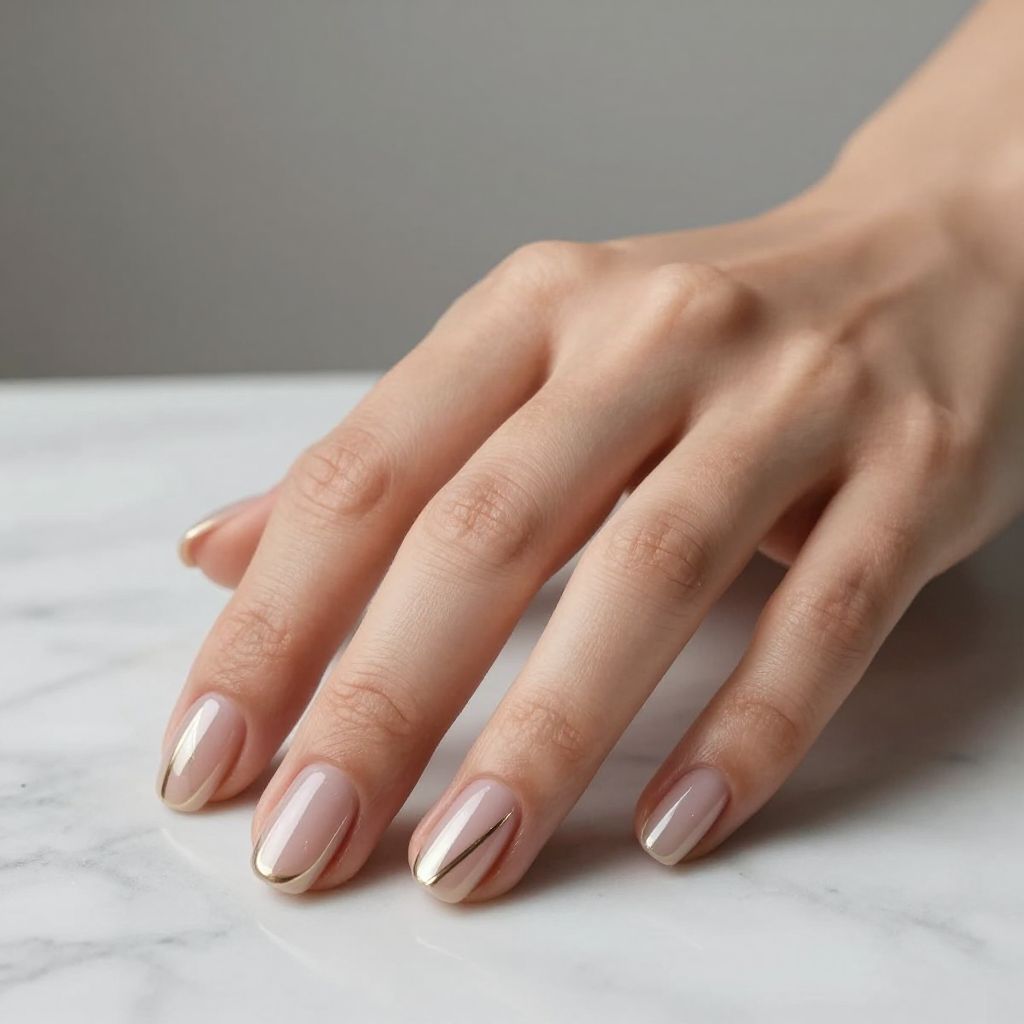 Solid Color Manicure with Metallic Accents nail idea 11